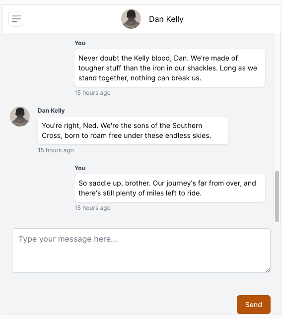 Screenshot of the new messaging feature