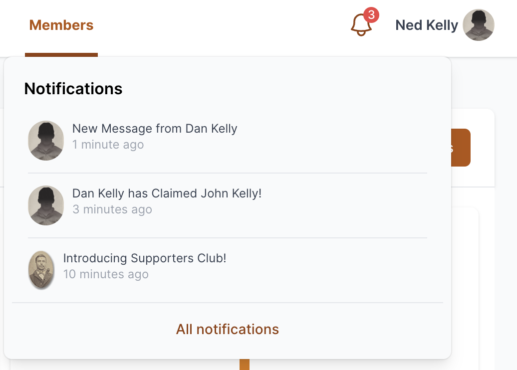 Screenshot of the new messaging feature